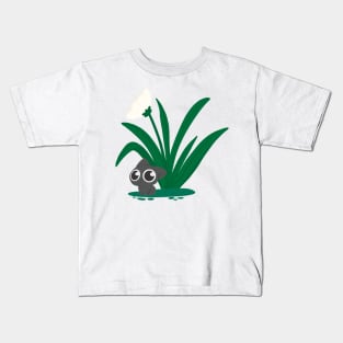 Cat under flowering plant Kids T-Shirt